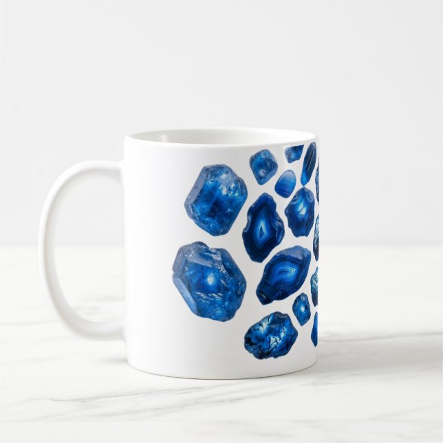 Safirblå mönstrad kaffekopp (Vänster)