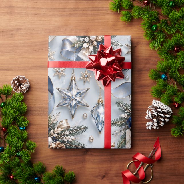 Safirblå vinterjulklappar presentpapper (Julgåva)