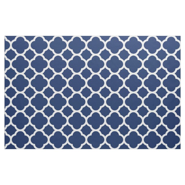 Safirblått Quatrefoil-mönster Tyg (Fat Quarter)