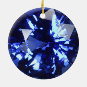 Safirmörk - blåttGemstone September Birthstone Julgransprydnad Keramik