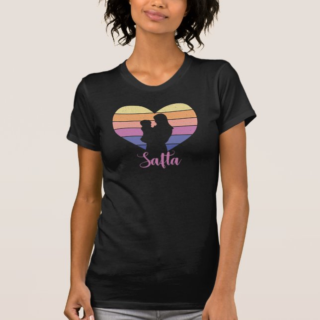 Safta - Mor och Child Retro Heart Silhouette T Shirt (Framsida)