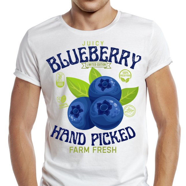 Saftig blåbär Friskhet Garanti fruktetikett  T Shirt (Skapare uppladdad)