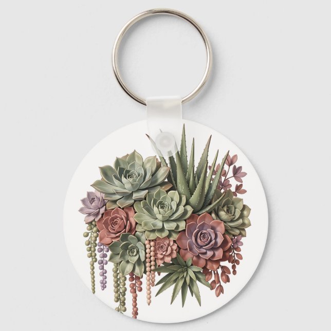 Saftig bukett grön rosa nyckelring (Framsida)