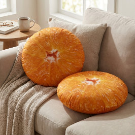 Saftig Citrusfruktdekoration - Vibrant Apelsinskiv Rund Kudde