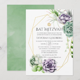 Saftig Geometrisk Bat Mitzvah Inbjudningar