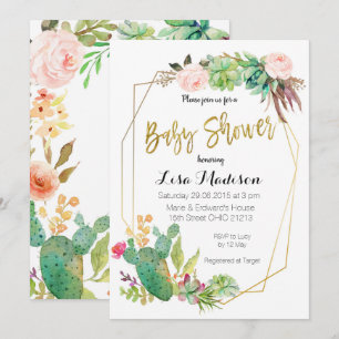 Saftig geometrisk ram inbjudan till baby shower