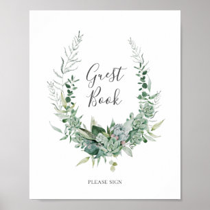 Saftig Grönska Gästboksskylt Poster