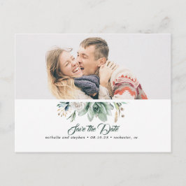 Saftig Grönska Vit Ros Spara Datum Foto Meddelande Vykort