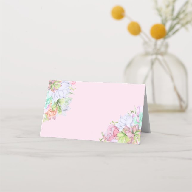 Saftig Grönskande Krans Bröllopsfest Placeringskort (Baksida)