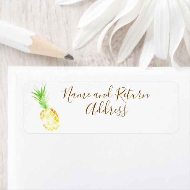 Saftig gyllene ananas returadress etikett (Insitu)