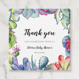Saftig kaktus vattenfärg Baby shower Gåvor Etiketter