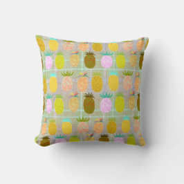 Saftig Karo Ananas Mönster Lumbarkudde