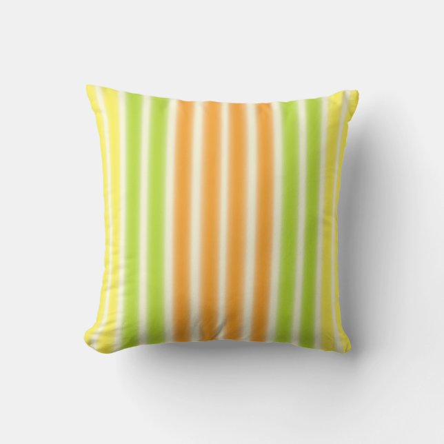 Saftig Lemon Lime Och Orange Citrus Frukt Ränder Kudde (Framsida)