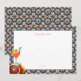 Saftig Orange Spritz Blommig Bröllopsfest Tack Kort