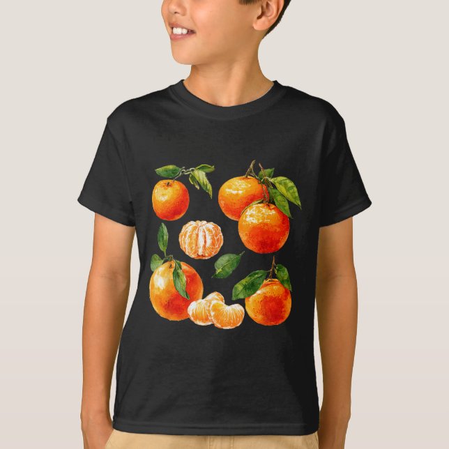 Saftig Tangerin Frukt T Shirt (Framsida)