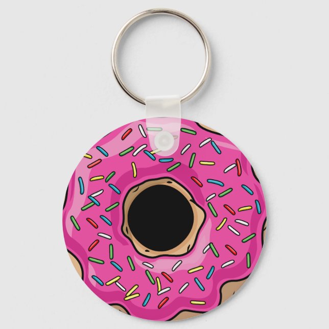 Saftig utsökt rosa glasad munk nyckelring (Framsida)