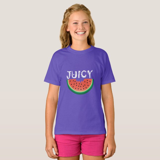 Saftig vattenmelon - Grundläggande t-shirt för fli (Hel framsida)