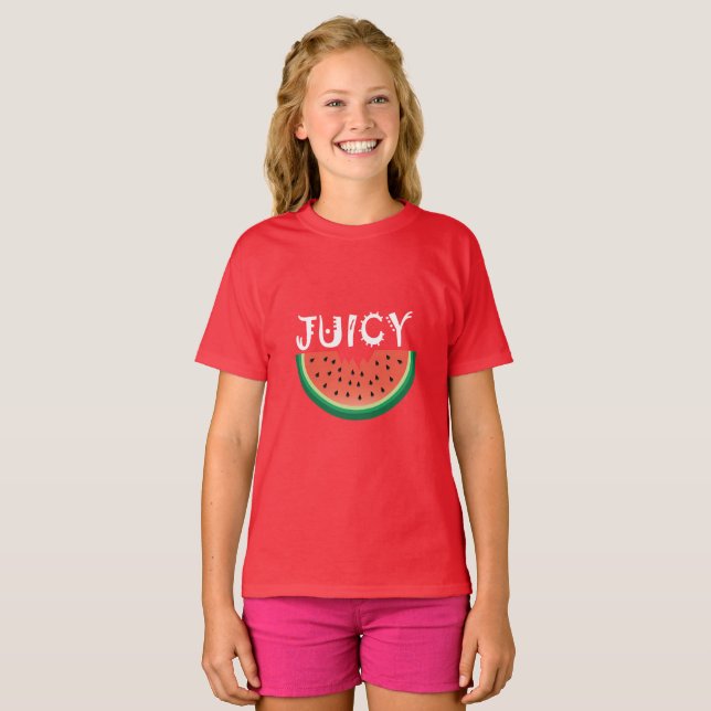 Saftig vattenmelon - Grundläggande t-shirt för fli (Hel framsida)