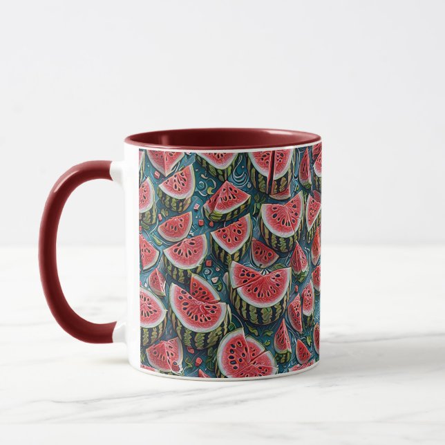 Saftig Vattenmelon Mönsterdesign 1 Mugg (Vänster)