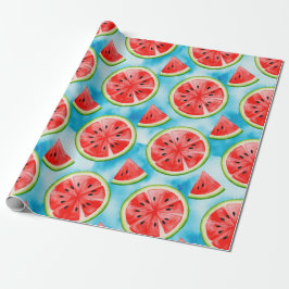 Saftig VATTENMELONSMÖNSTER i vattenfärg  Presentpapper