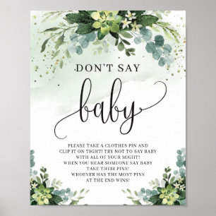 Saftiga blommor eukalyptus säg inte baby skylt