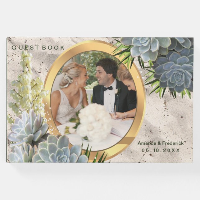 Saftiga nyanser av bleka blåa bröllop gästböcker (Framsida)