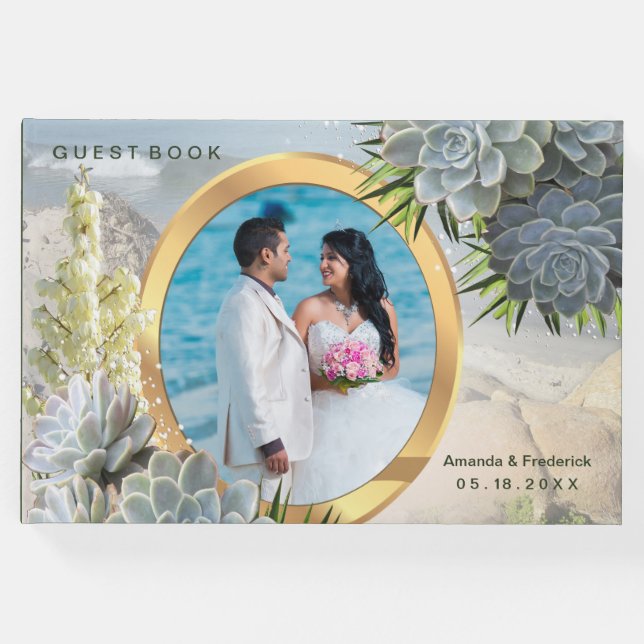 Saftiga nyanser av bleka blåa bröllop gästböcker (Framsida)