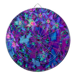 Saftiga Sedumblommor i Turkos, Magenta och Blå Darttavla