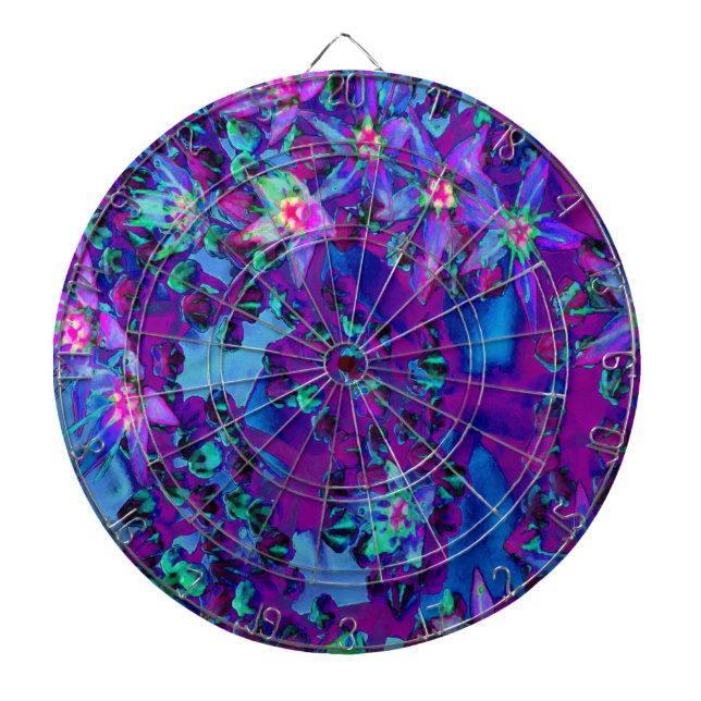 Saftiga Sedumblommor i Turkos, Magenta och Blå Darttavla (Framsidan)