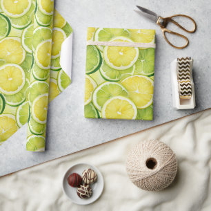Saftigt Citron Lime Glansigt Gåva Presentpapper