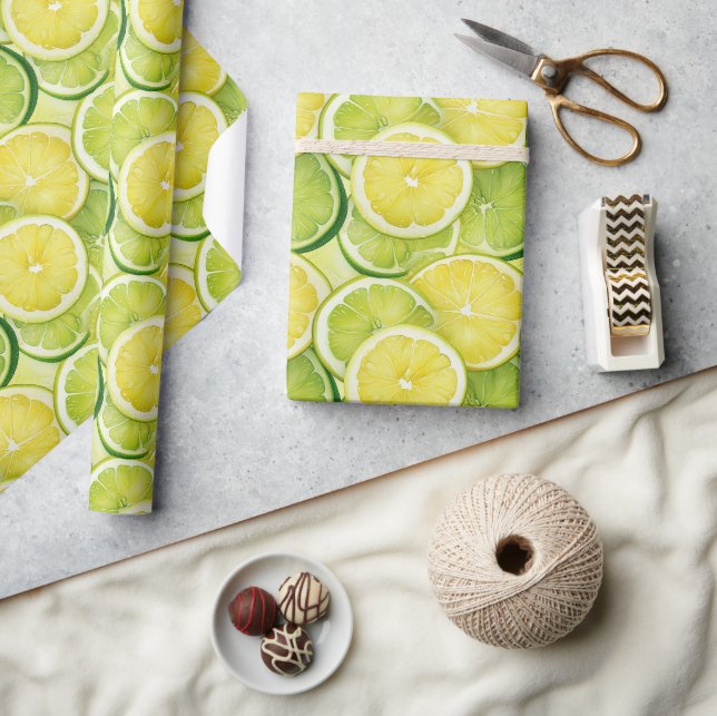 Saftigt Citron Lime Glansigt Gåva  Presentpapper (Hantverk)