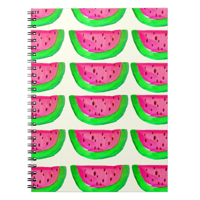 Saftigt rosa vattenmelonfruktmönster på citronen anteckningsbok med spiral (Framsidan)