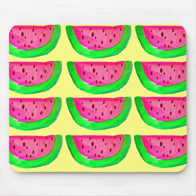 Saftigt rosa vattenmelonfruktmönster på citronen musmatta (Framsidan)