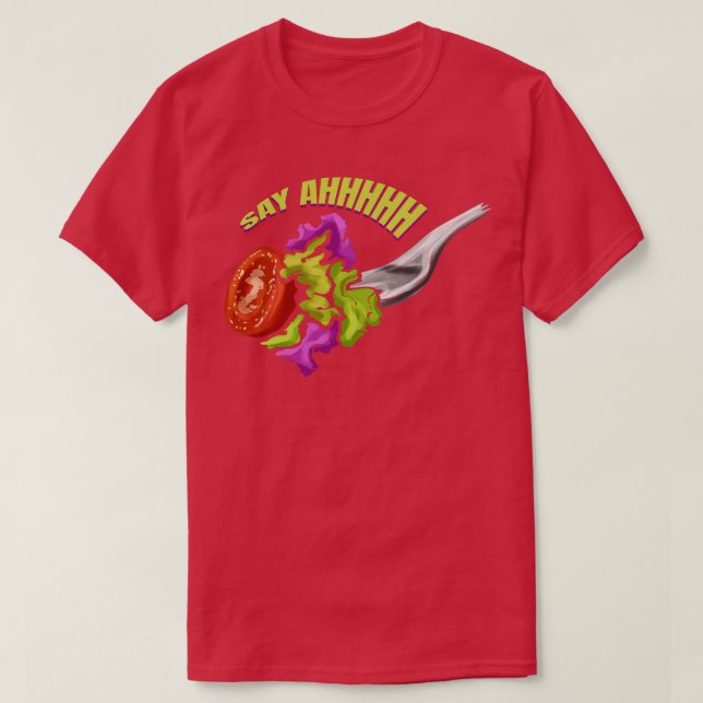 Säg Ahhhh fork med Veggies för Vegan T Shirt (Design framsida)