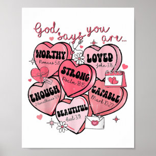 Säg att du är Candy Heart Valentines day Girl Wo Poster