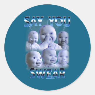 Säg att du svär Ai Niche Baby håller tillbaka skra Runt Klistermärke