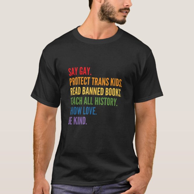 Säg att Gay Protection Trans Kids Läs förbjuden Bo T Shirt (Framsida)