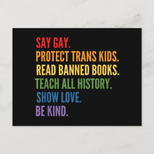 Säg att Gay Protection Trans Kids Läs förbjuden Bo Vykort