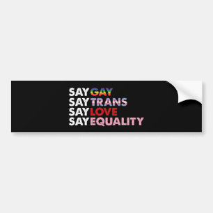 Säg att Gay say Trans Kärlek säger jämlikhet Gay r Bildekal