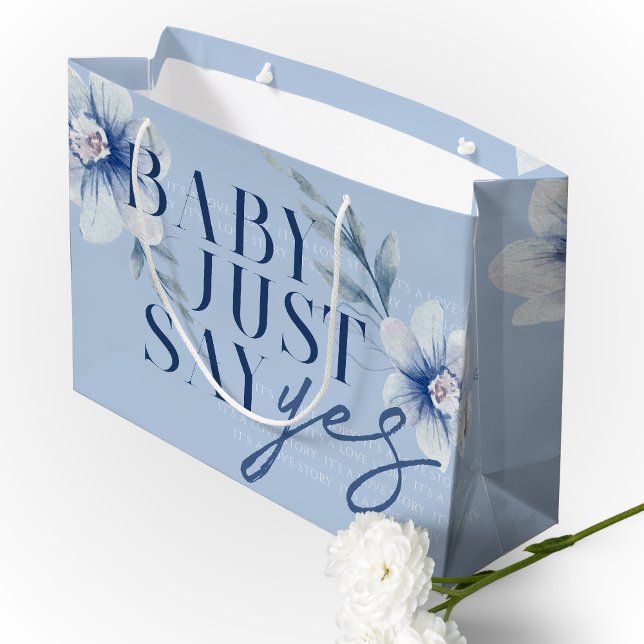 Säg bara ja, blå vattenfärg, Möhippa (Dust Slate Blue Watercolor Flower Just Say Yes Bridal Shower Gift Bag)