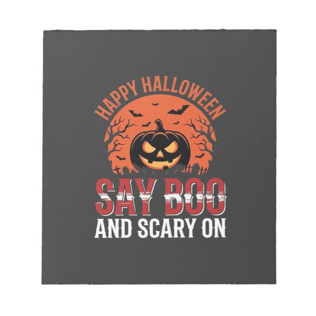 Säg Boo Halloween Pumpa Design_1 Anteckningsblock (Framsida)