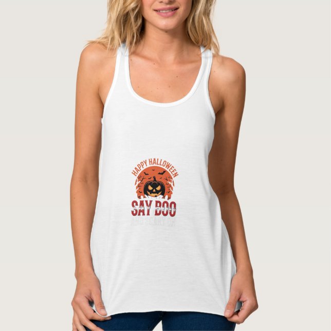 Säg Boo Halloween Pumpa Design_1 Linne Med Racerback (Framsida)
