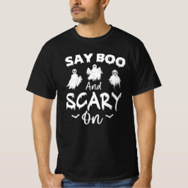 Säg boo och läskigt på - kul halloween-presentidé t shirt