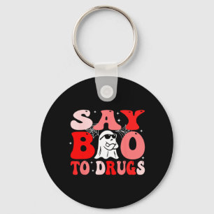 Säg Boo till droger Rolig Halloween Red Ribbon Wee Nyckelring
