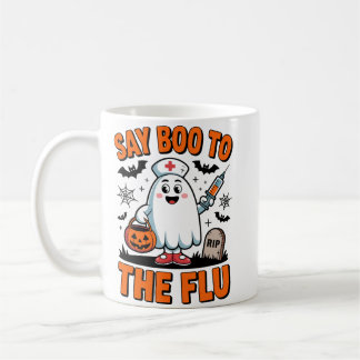Säg Boo till Flu Funny Halloween Nurse Doktor Kaffemugg