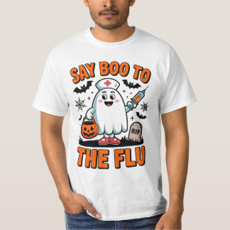 Säg Boo till Flu Funny Halloween Nurse Doktor T Shirt