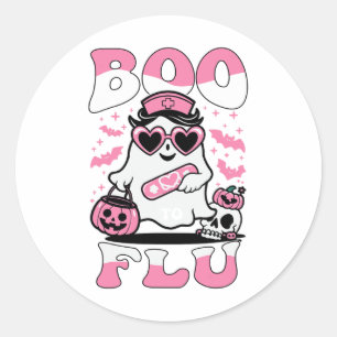 Säg Boo till Flu-sjuksköterskorna Ghost Halloween Runt Klistermärke