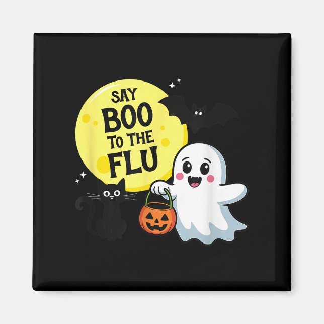 Säg Boo Till Influensan Halloween  Magnet (Framsidan)