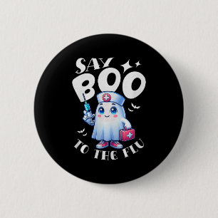 Säg Boo Till Influensan Halloween Sjuksköterska Sp Knapp