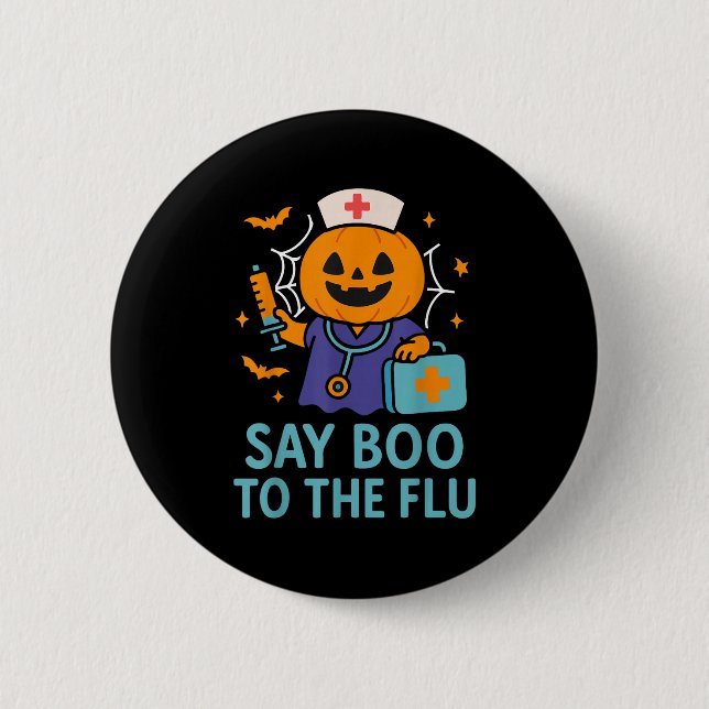 Säg Boo till influensapumpen Halloween-vaccin Knapp (Framsida)